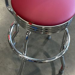 OPEN BOX: Cushion-Back Diner Stool, 30&quot;, Dark Red