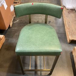 OPEN BOX: Emma Counter Stool, Milano Distressed Leather, Green, Antique Brass