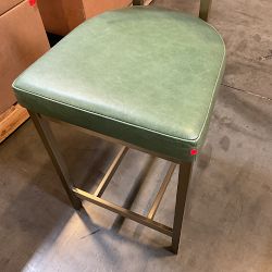 OPEN BOX: Emma Counter Stool, Milano Distressed Leather, Green, Antique Brass