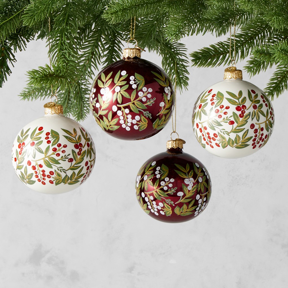Handpainted Noel Ornaments, Set of 4 - Set of 4