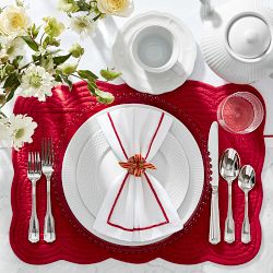 Red Border Napkins, Set of 4