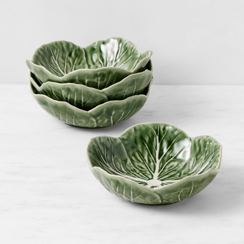 Bordallo Pinheiro Cabbage Bowl, Set of 4, Green