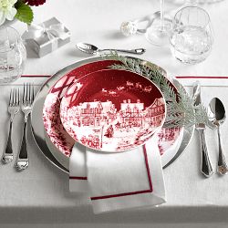 Red Border Napkins, Set of 4