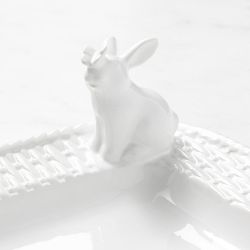 Sculptural Bunny Ceramic Basketweave Platter