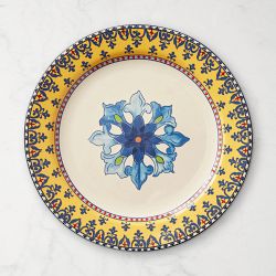 Sicily Ceramic Dinner Plates, Yellow Rim
