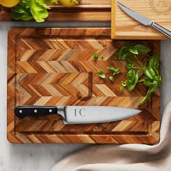 Williams Sonoma Herringbone Cutting &amp; Carving Board, Teak