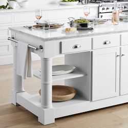 Barrelson Kitchen Island with Marble Top, Polished Nickel (84")