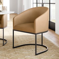 Bradley Upholstered Curved Back Dining Armchair, Taupe