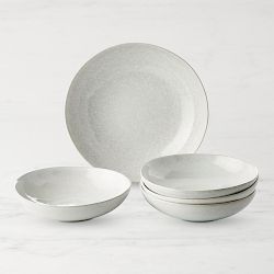 Cyprus Reactive Glaze Pasta Bowl Set with Serving Bowl, White