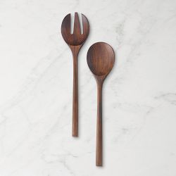 Walnut Finish Teak Salad Servers