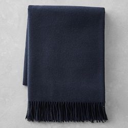 Solid Cashmere Throw, 50" X 65", Navy