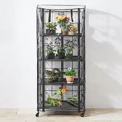 Modern Farmhouse Plant Stand with Adjustable Shelf &amp; Patio Greenhouse
