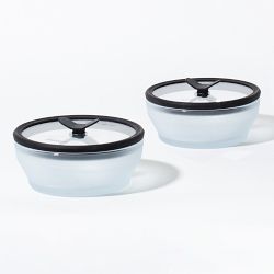 Anyday 2-Cup Frosted Glass Cookware and Storage, Set of 2, Black Sesame