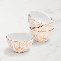 Talianna Lily Pad Bowls, White & Gold, Set of 4