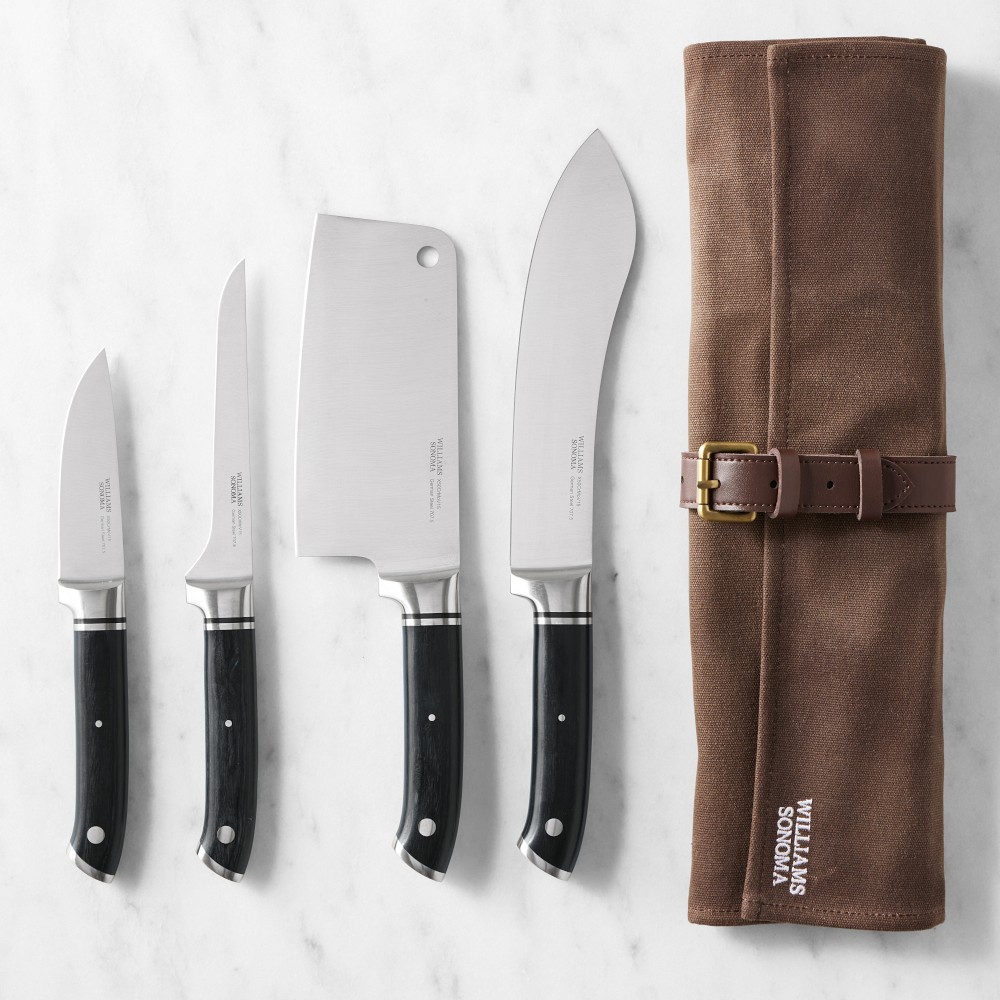 Williams Sonoma Butcher Knives in Waxed Canvas Roll, Set of 4 - Set of 4