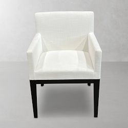 OPEN BOX: Wilson Track Arm Chair, Performance Slub Weave, White, Heritage Grey Leg