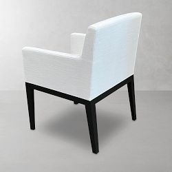 OPEN BOX: Wilson Track Arm Chair, Performance Slub Weave, White, Heritage Grey Leg