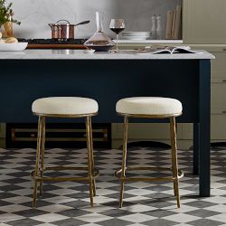 Vincent Hammered Metal Upholstered Counter &amp; Bar Stool