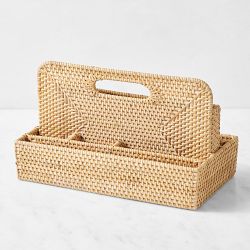 Hold Everything Rattan Divided Mail Basket