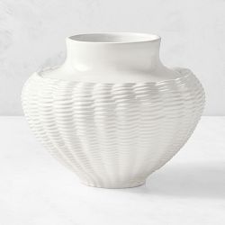 White Ceramic Basket Weave Vase
