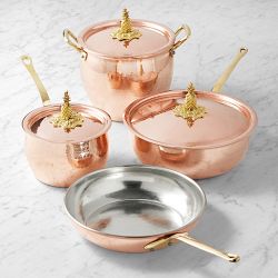 Ruffoni Historia Hammered Copper 7-Piece Cookware Set with Pineapple Knobs