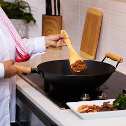 Joyce Chen Professional Series Carbon Steel Nonstick 10-Piece Wok Set with Lid and Maple Handles