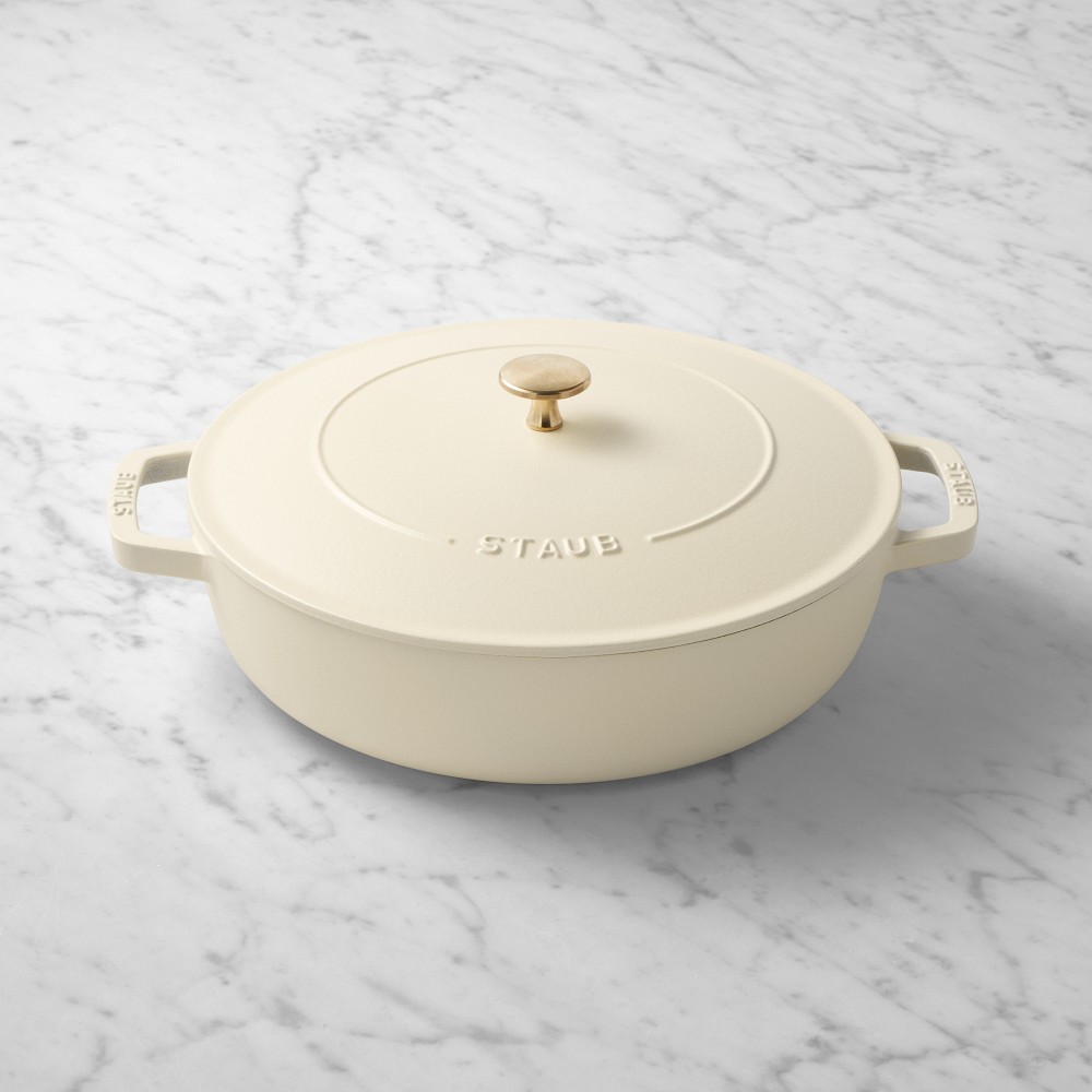 Staub x Smitten Kitchen Enameled Cast Iron Braiser 4-Qt - 4-Qt., Matte French Crème