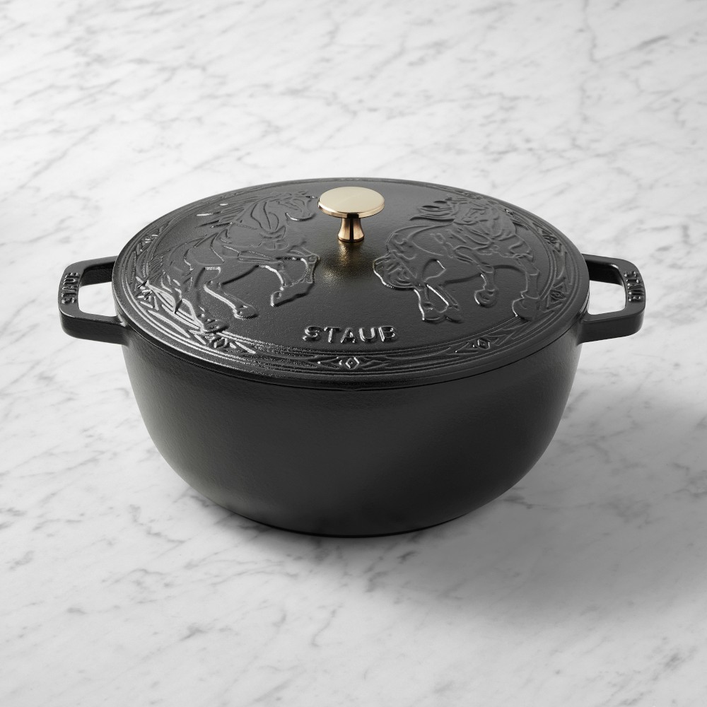 Staub Enameled Cast Iron Essential French Oven with Horse Lid, 5-Qt. - 5-Qt., Matte Black