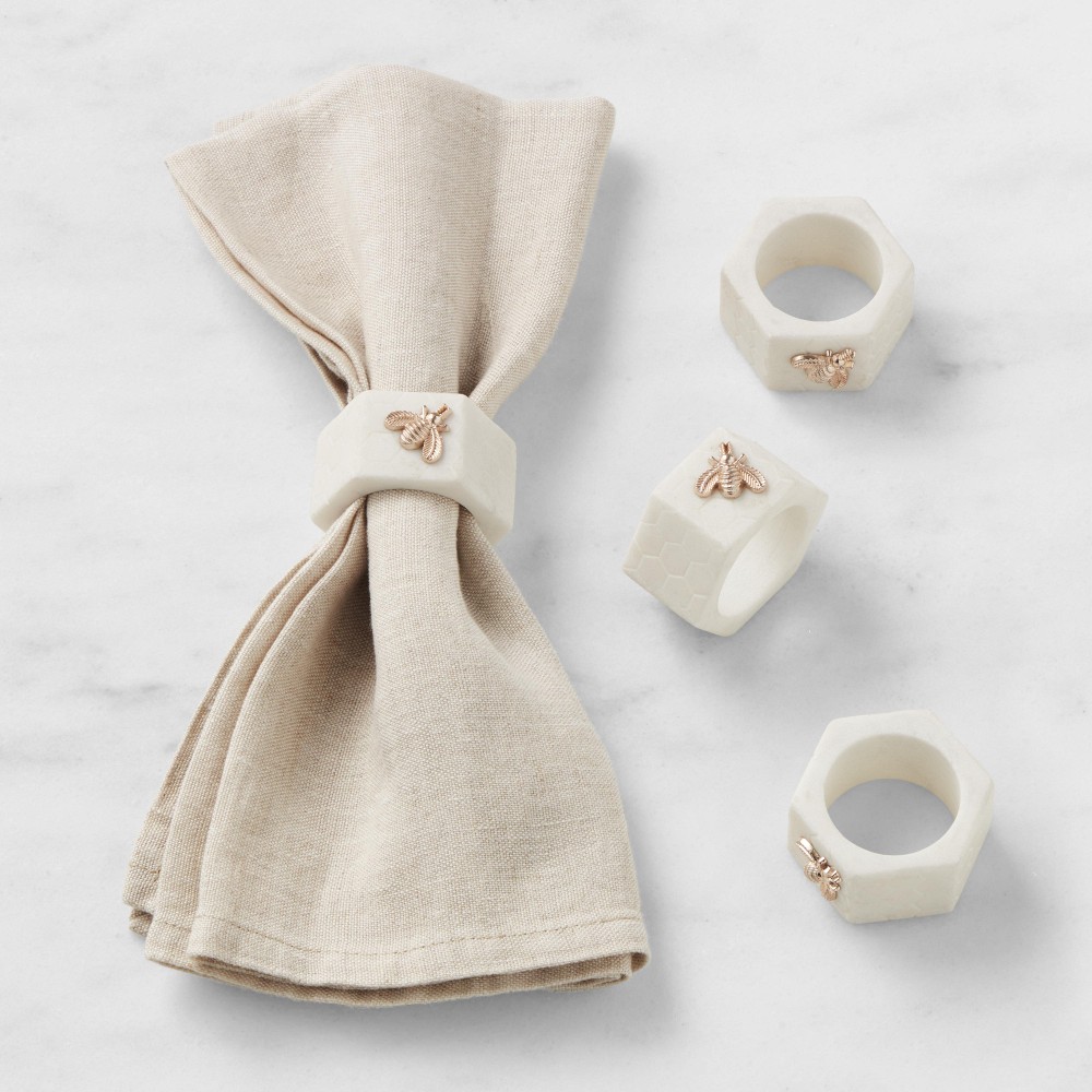 Honeycomb Marble Napkin Rings, Set of 4 - Set of 4