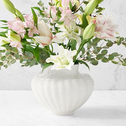 White Ceramic Basket Weave Vase