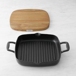 All-Clad Enameled Cast Iron Grill Pan with Trivet, 11"