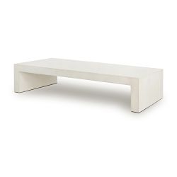 Penny Outdoor 60" Coffee Table, White, Concrete