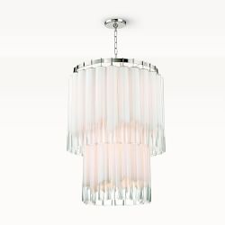 Mora Glass Chandelier, 9 Light, Polished Nickel