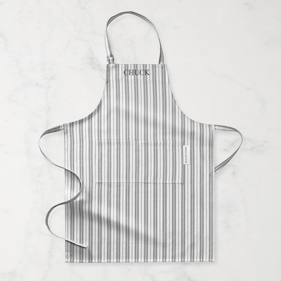 Personalized - Williams Sonoma Classic Stripe Apron (Drizzle Grey)