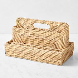 Hold Everything Rattan Divided Mail Basket