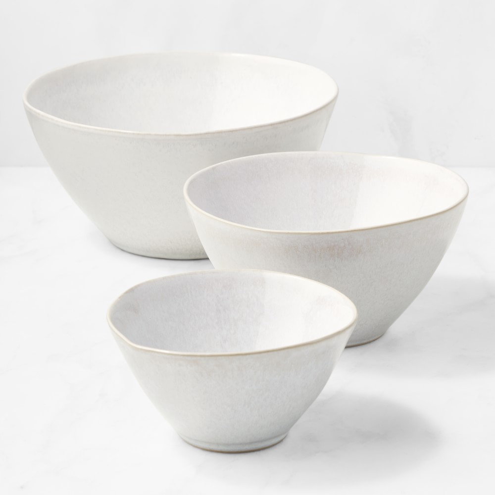 Cyprus Reactive Glaze Mixing Bowls, Set of 3 - White