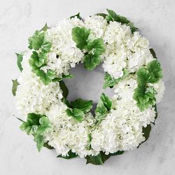 UV Protected Faux White Hydrangea Wreath