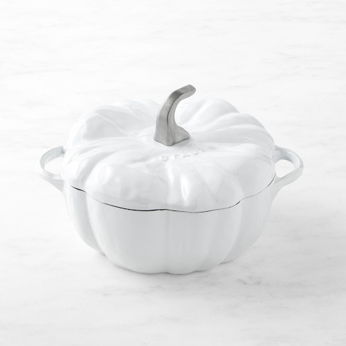 Staub Enameled Cast Iron Pumpkin Cocotte, White, 3 1/2-Qt.