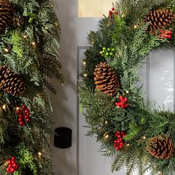 Balsam Hill Winter Evergreen Front Door Wreath &amp; Garland Set