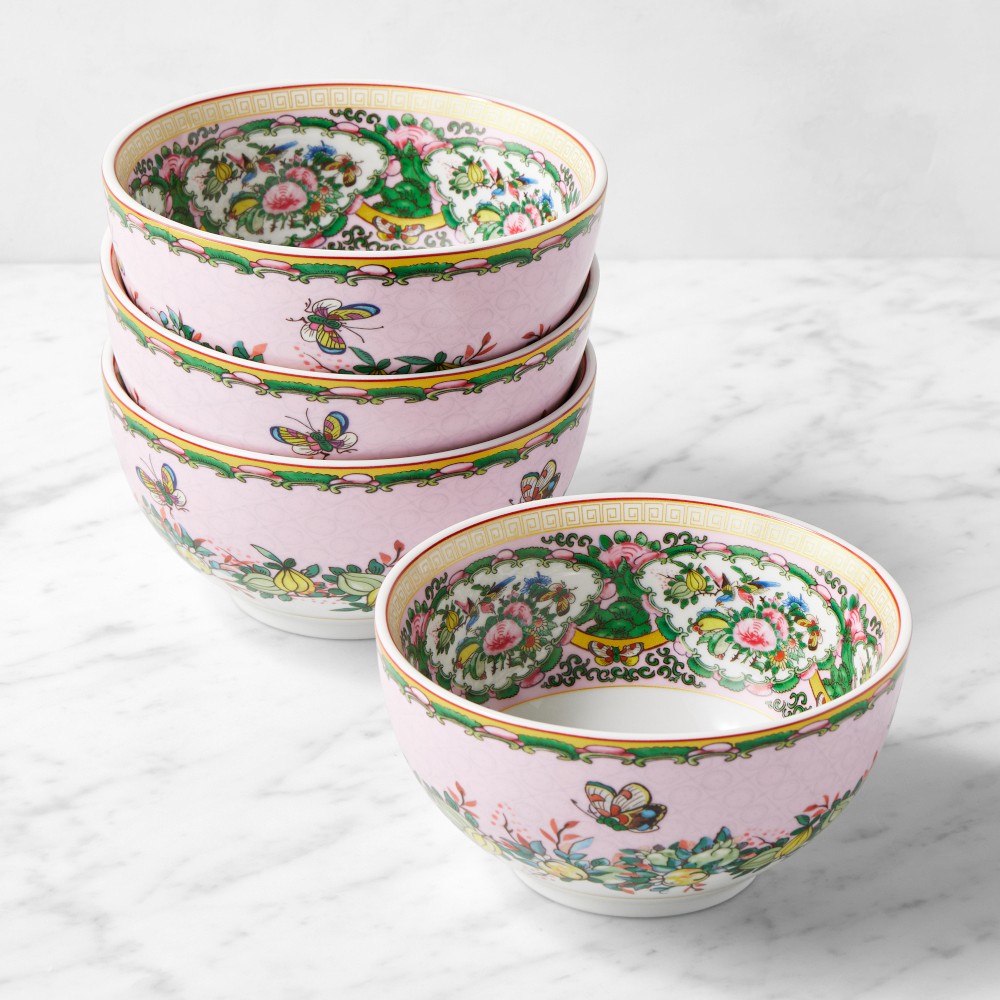 Famille Rose Cereal Bowls - Set of 4, Pink