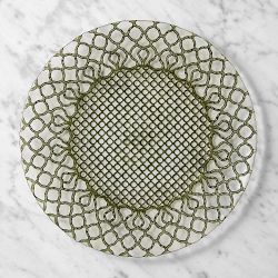 Basketweave Glass Charger, Green