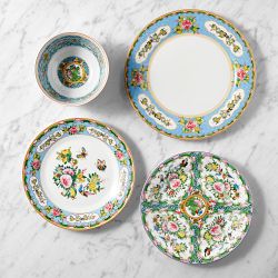 Famille Rose 12-Piece Dinnerware Cereal Set, Blue