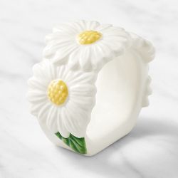 Ceramic Daisy Napkin Rings, Set of 4
