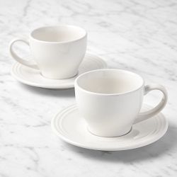 Le Creuset Cappucino Cups & Saucers, Set of 2, White