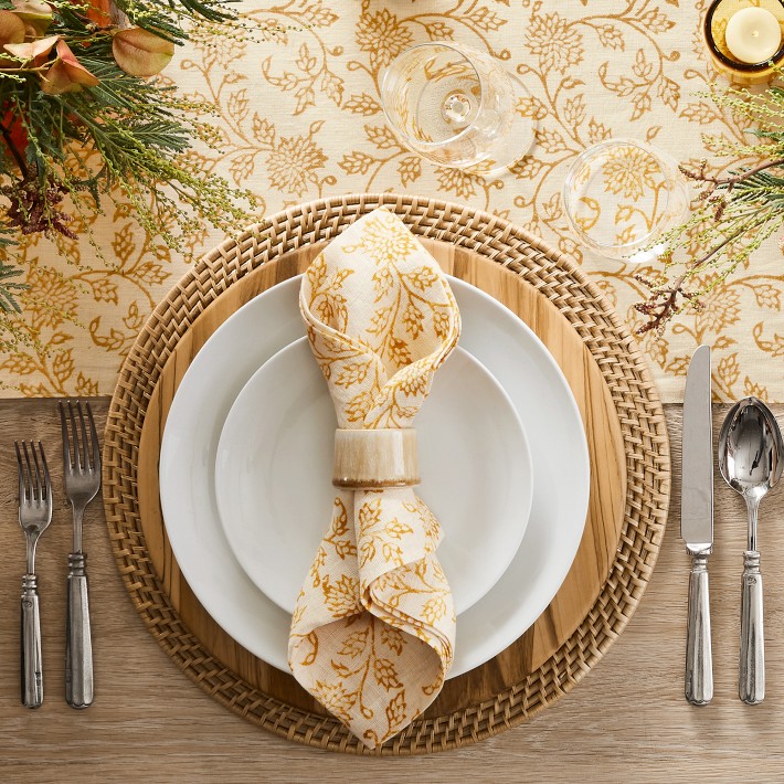 Dahlia Table Runners, Linen & Handcrafted | Williams Sonoma