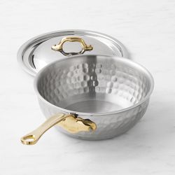 Mauviel M'Elite B Hammered Stainless-Steel Saucier, 2-Qt.