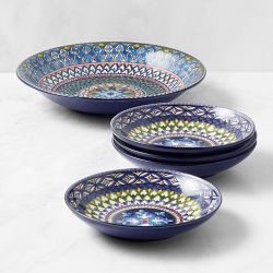 Sicily Ceramic Pasta Bowl Set with Serving Bowl