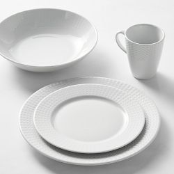 Pillivuyt Perle Porcelain 16-Piece Dinnerware Set, with Pasta Bowl