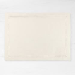 Linen Double Hemstitch Place Mats, Set of 4, Cream