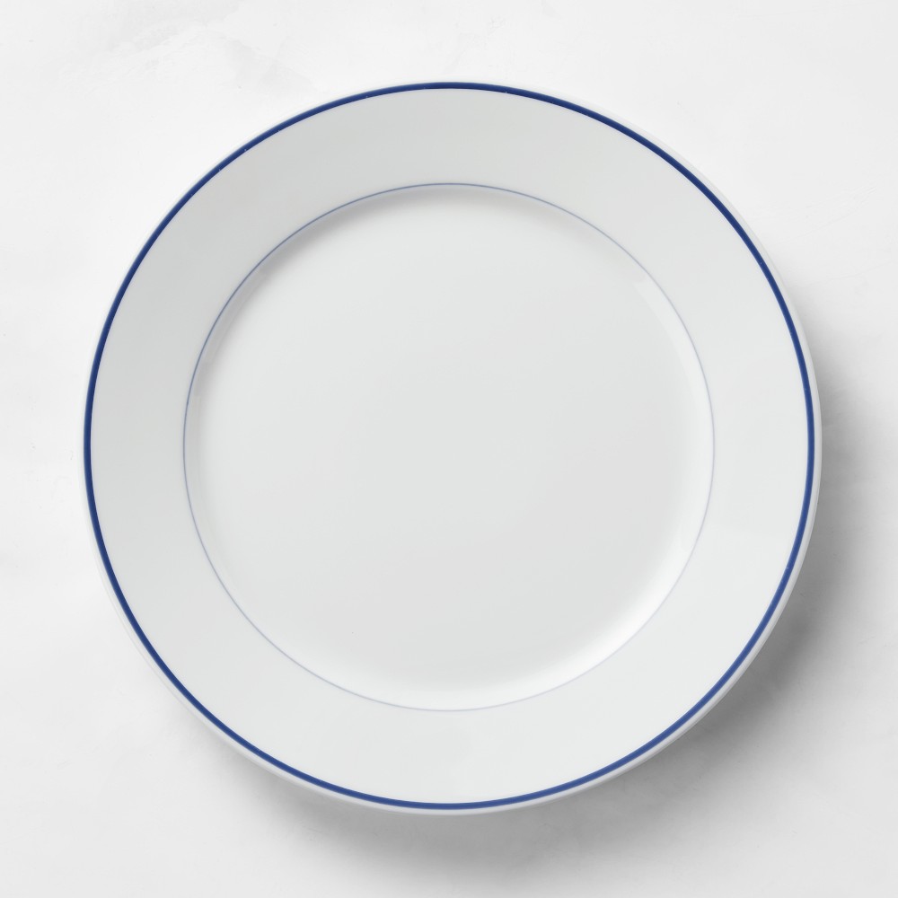 Apilco Tradition Blue-Banded Dinner Plates - Set of 8